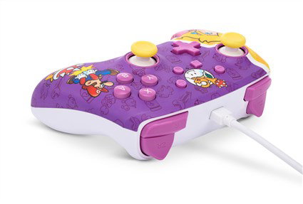 PowerA Mando avec câble NSGP0092-01 pour Nintendo Switch - Design Princess Peach Battle - 2 boutons programmables, prise casque, câble USB-C 3m